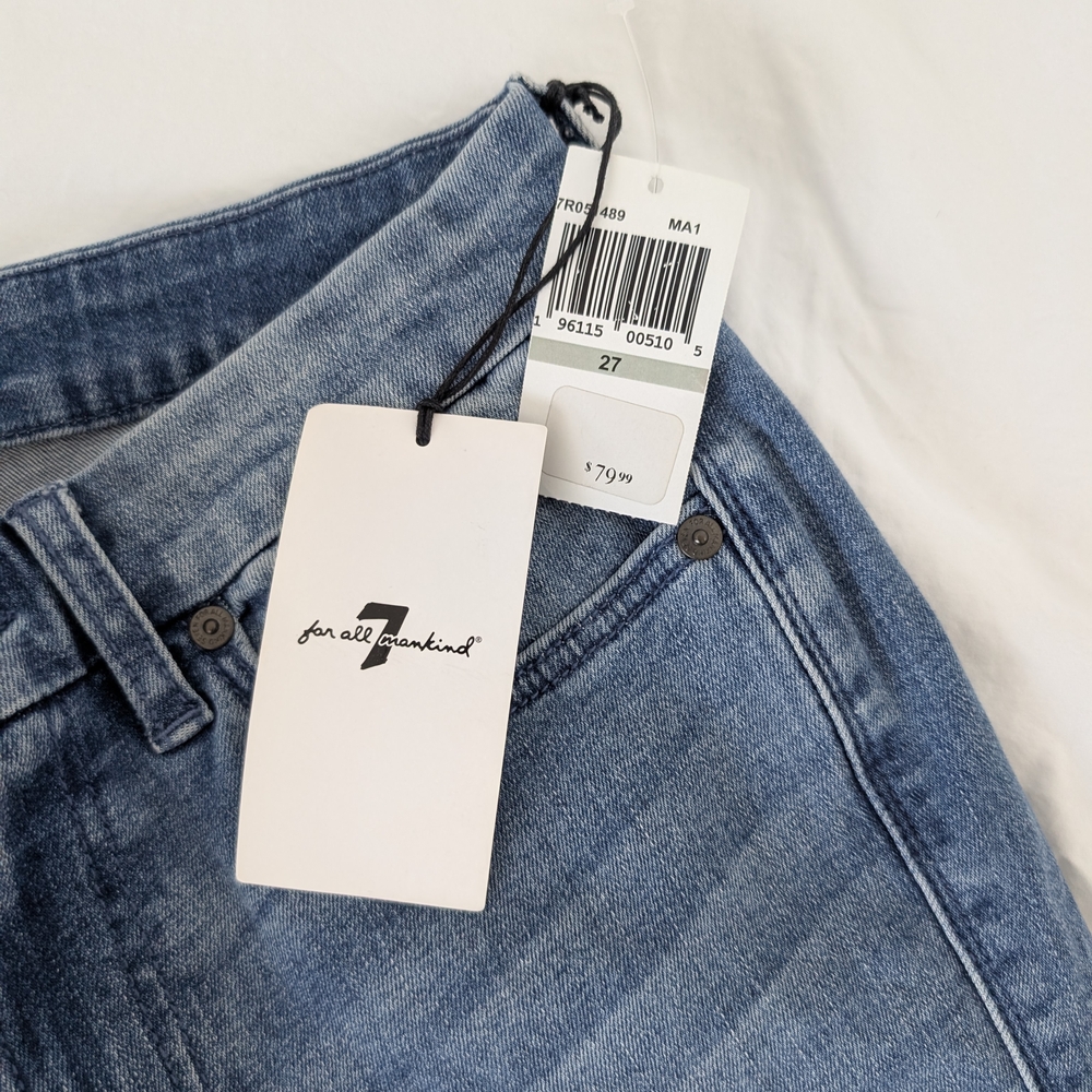 NWT 7 For All Mankind Distressed Blue Jeans - Picture 2 of 5